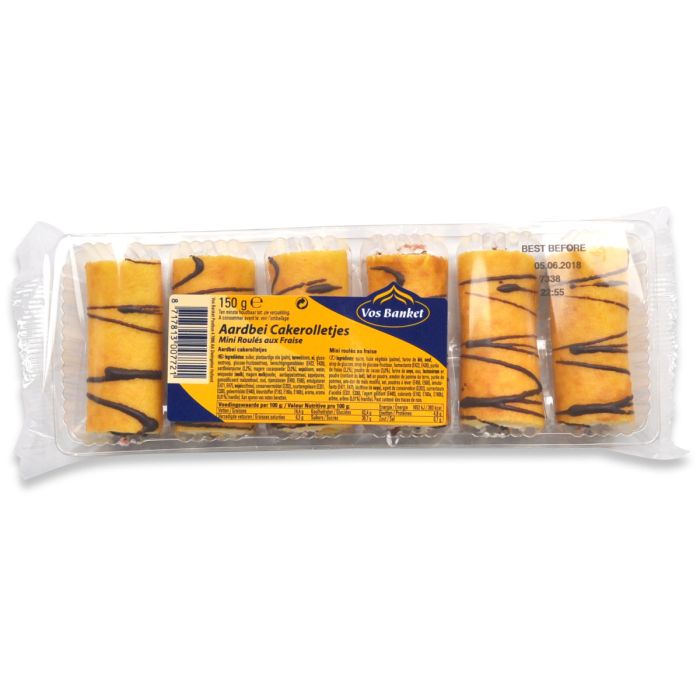 P.VOS AARDBEI CAKEROLLETJES 12X150GR