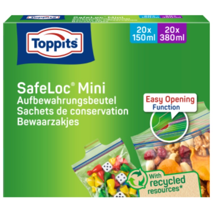 P.TOP.BEWAARZAKJES SAFELOC MINI (150ML+380ML) 12X40ST