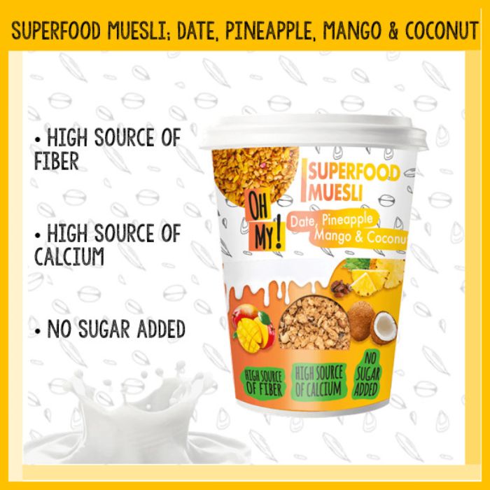 P.OH MY MUESLI PINEAPPLE MANGO COCONUT 16X90GR