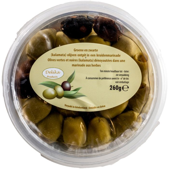 D.DELIKA GROENE/ZWARTE OLIJVEN ONTPIT 6X260ML