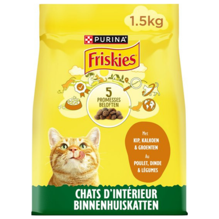 P.FRISK CAT DRY KIP/KALK/GROENTEN STERIL. 6X1.5KG A
