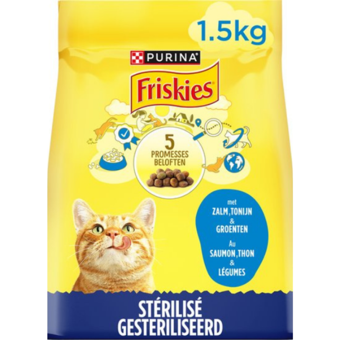 P.FRISK CAT DRY ZALM/TON/GR STERIL.6X1.5KG A
