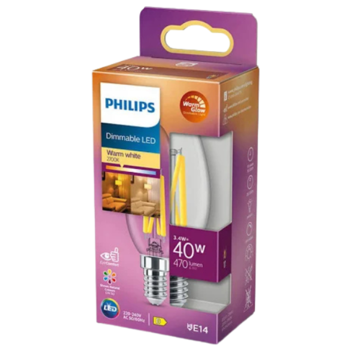 S.PHILIPS LED 40W B35 E27 4ST