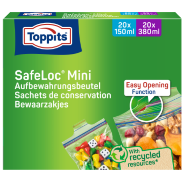 P.TOP.BEWAARZAKJES SAFELOC MINI (150ML+380ML) 12X40ST