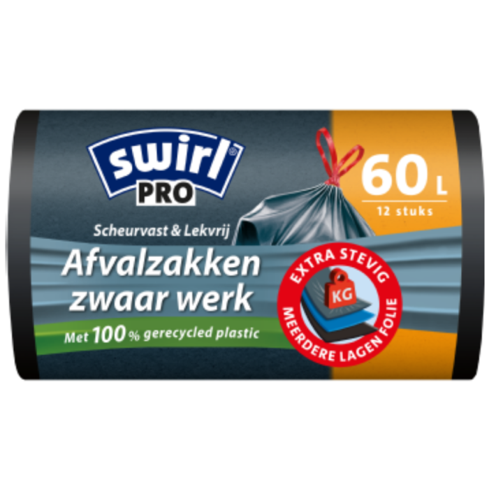 P.SWIRL PRO VUILNISZAK FIXEERBAND ZWART 8X(12X60L)