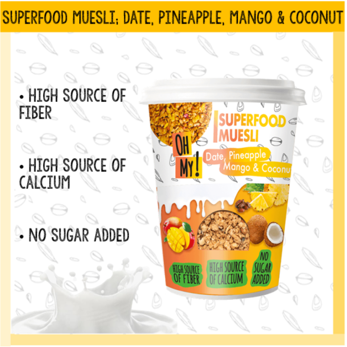 P.OH MY MUESLI PINEAPPLE MANGO COCONUT 16X90GR