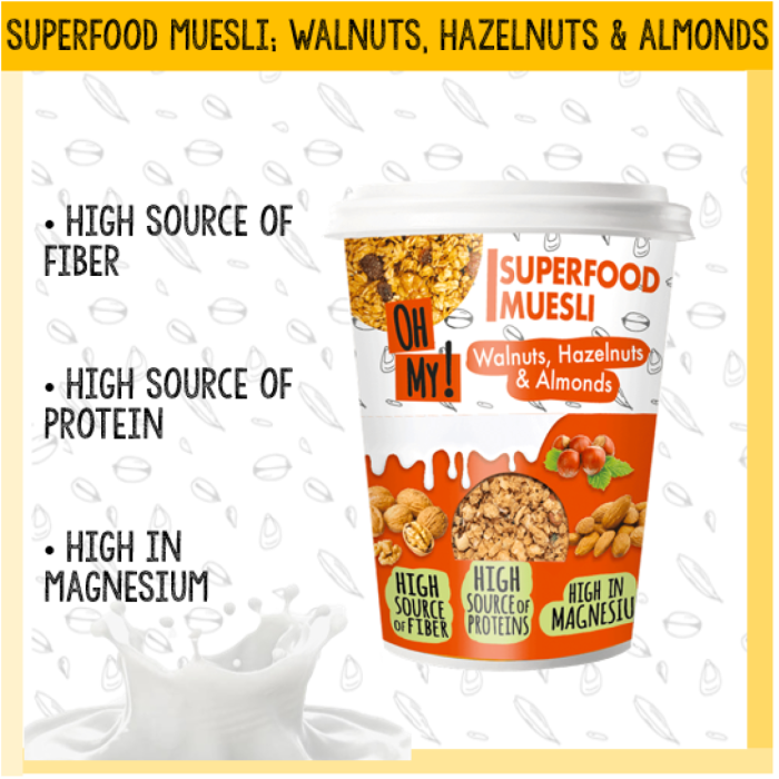 P.OH MY MUESLI WALNUT HAZELNUT ALMONDS 16X90GR