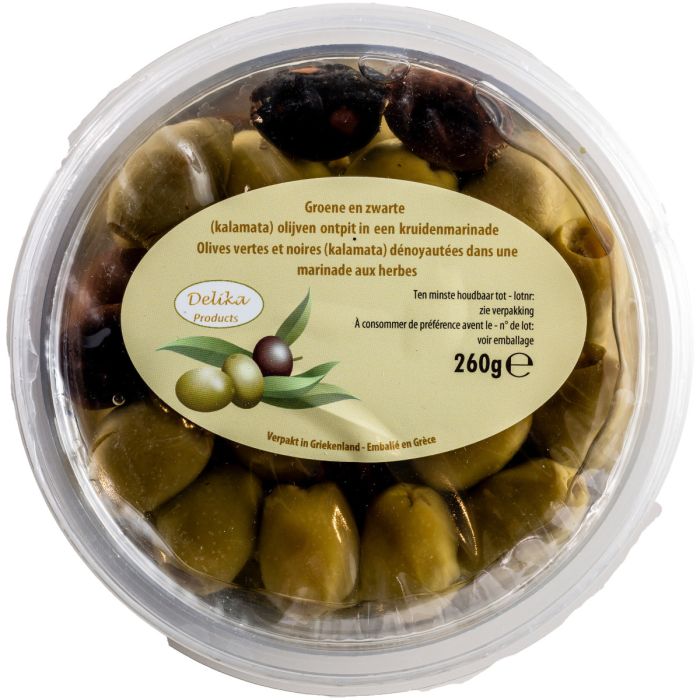 D.DELIKA GROENE/ZWARTE OLIJVEN ONTPIT 6X260ML