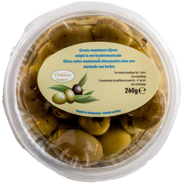 D.DELIKA GROENE MAMMOET OLIJVEN ONTPIT 6X260GR