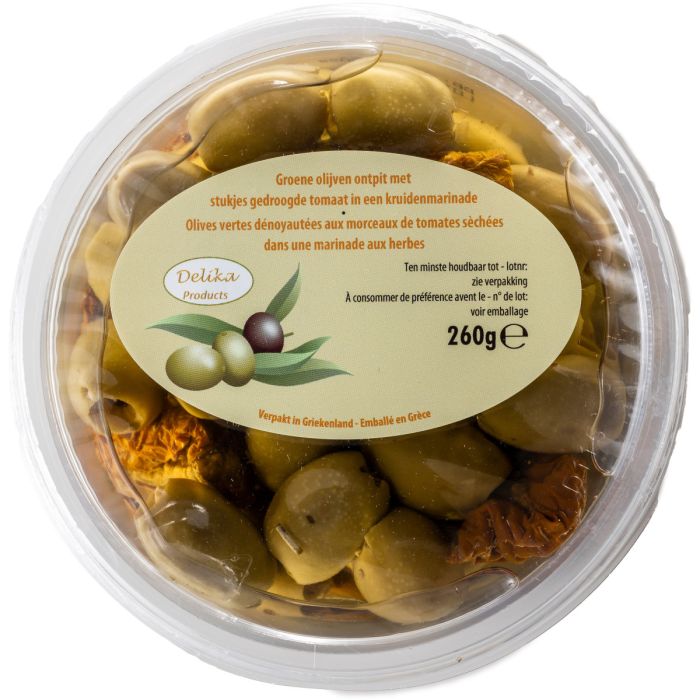 D.DELIKA GR.OLIJVEN GEDROOGDE TOMAAT 6X260GR