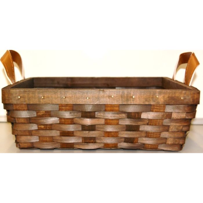 S.RECHTHOEKIG BAMBOEMAND BRUIN + LEDER