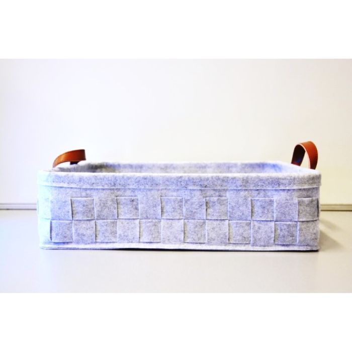 S.RECHTHOEKIGE MAND VILT LICHTGRIJS *