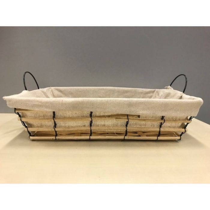 S.RECHTHOEKIG WILGENSTOKKENMAND LINNEN VOERING