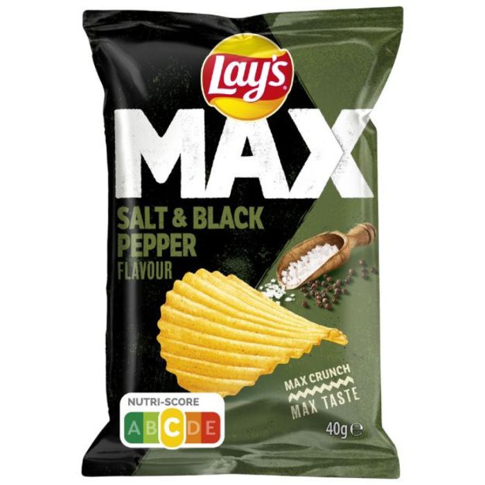 Z.LAY'S SUPERCHIPS MAX SALT & BLACK PEPPER 20X40GR