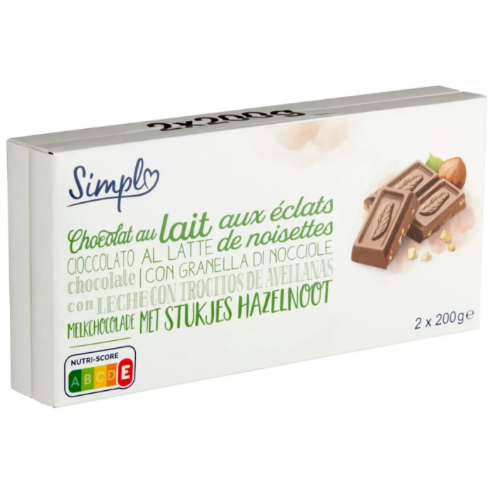 P.SIMPLY TABLET CHOCOLADE NOOTJES 10X(2X200GR) C