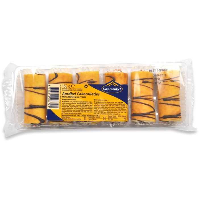 P.VOS AARDBEI CAKEROLLETJES 12X150GR
